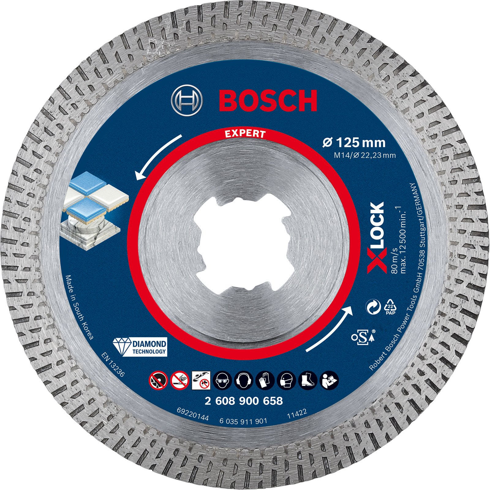 Bosch Expert HardCeramic X-LOCK Diamanttrennscheiben 125 x 22,23 x 1,4 x 10 mm - 2608900658