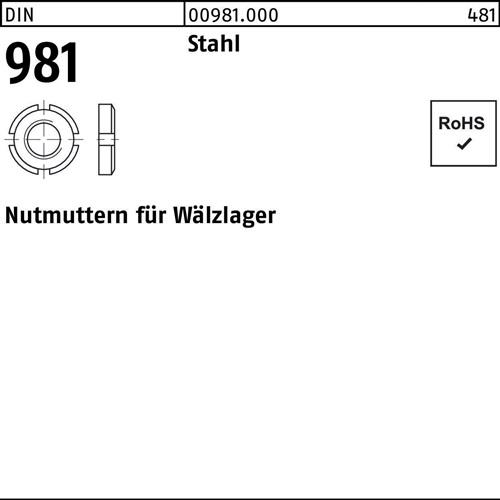 Nutmutter DIN 981 KM 9 M 45x1,5 Stahl 10 Stück
