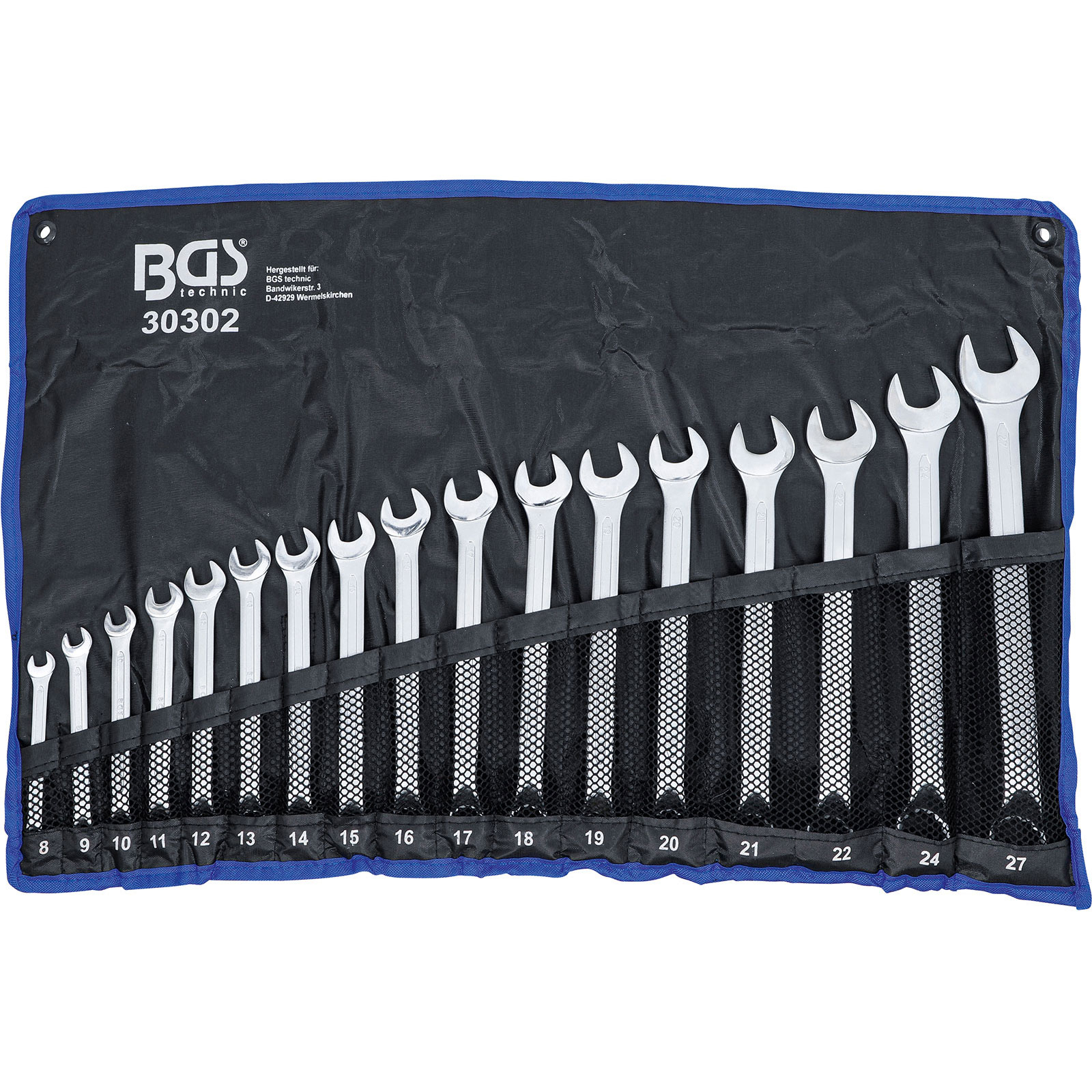 BGS Maul-Ringschlüssel-Satz gekröpft SW 8 - 27 mm 17tlg. - 30302
