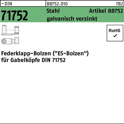 Federklappbolzen R 88752 ES 12x 24 Stahl galv.verz. 10 Stück