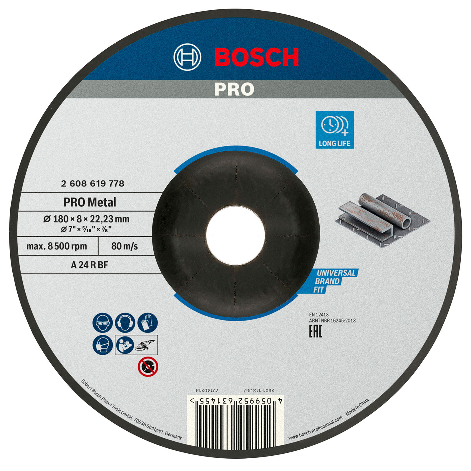 Bosch PRO Metal Schleifscheibe 180 x 8 x 22,23 mm - 2608619778