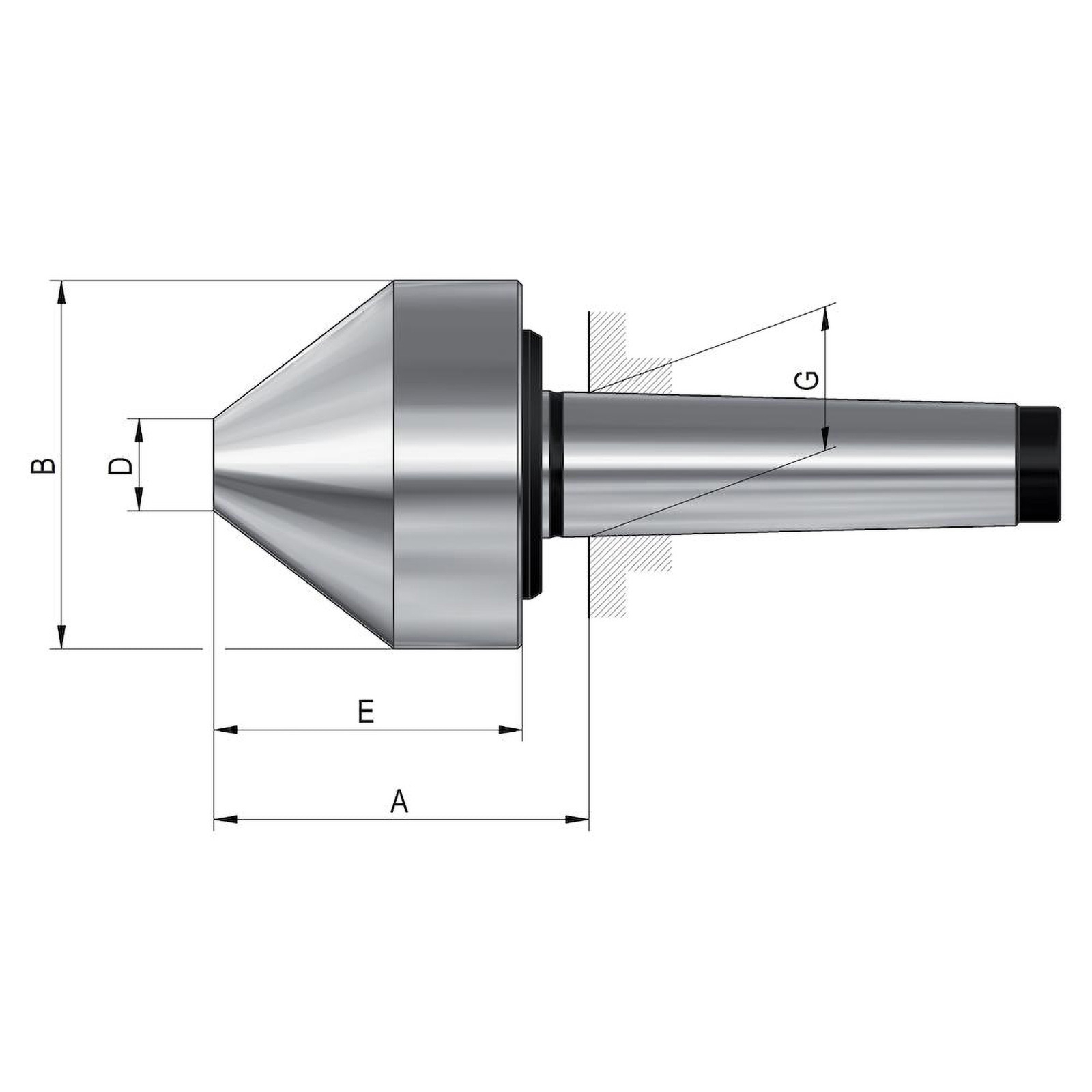 Röhm Mitlaufender Zentrierkegel, Aufnahme MK 2, Größe 172, stumpf, 75° - 301559