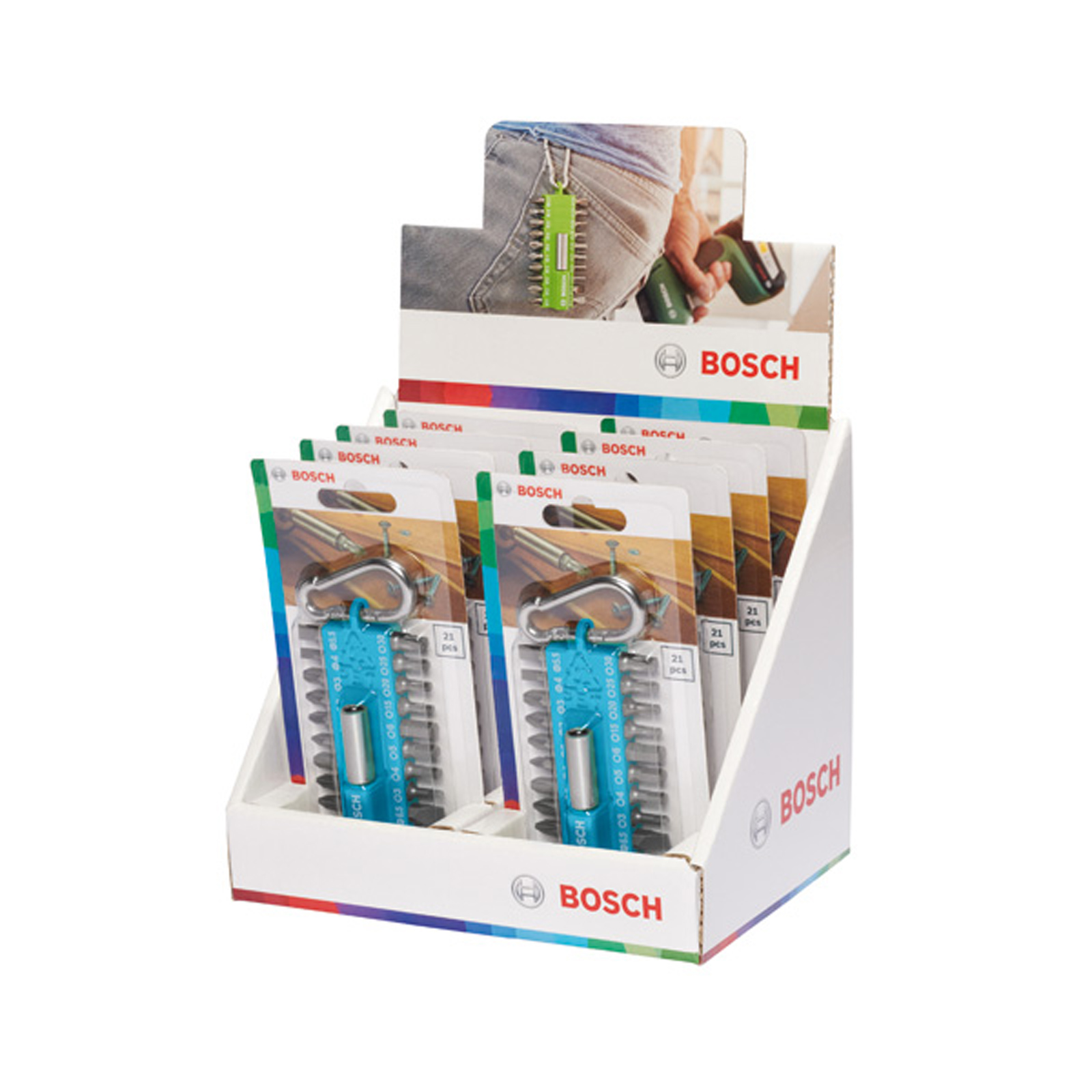 Bosch 21-teiliges Schrauberbit-Set mit Snap-hook (hellblau)  Ausstellerversion