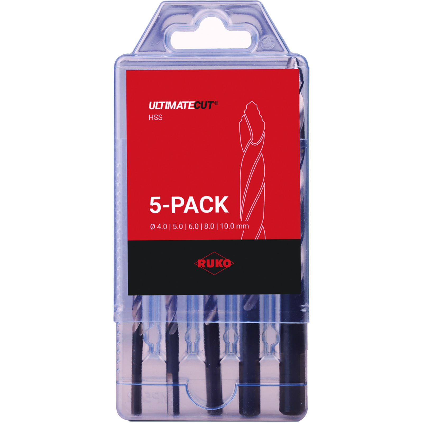 RUKO ULTIMATECUT Spiralbohrer-Satz DIN 338 Typ FLOWSTEP® HSS - 5-tlg. in Kunststoffbox - 259205RO