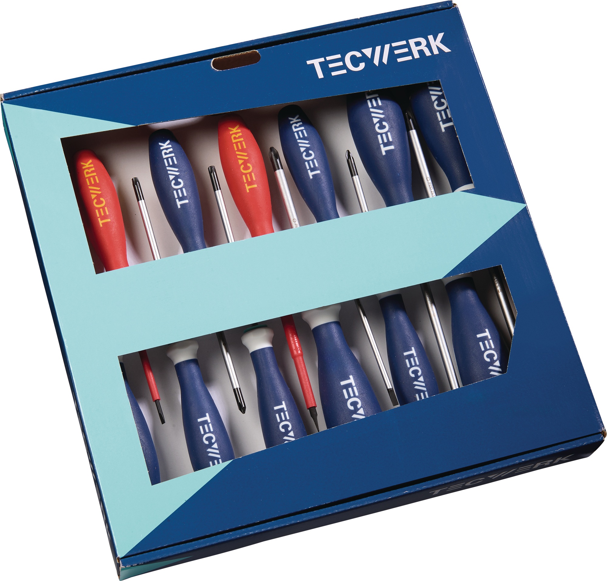 Schraubendrehersatz XXL 13-tlg.Schlitz/PH/PZD/TX Mehrkomponentengriffe TECWERK