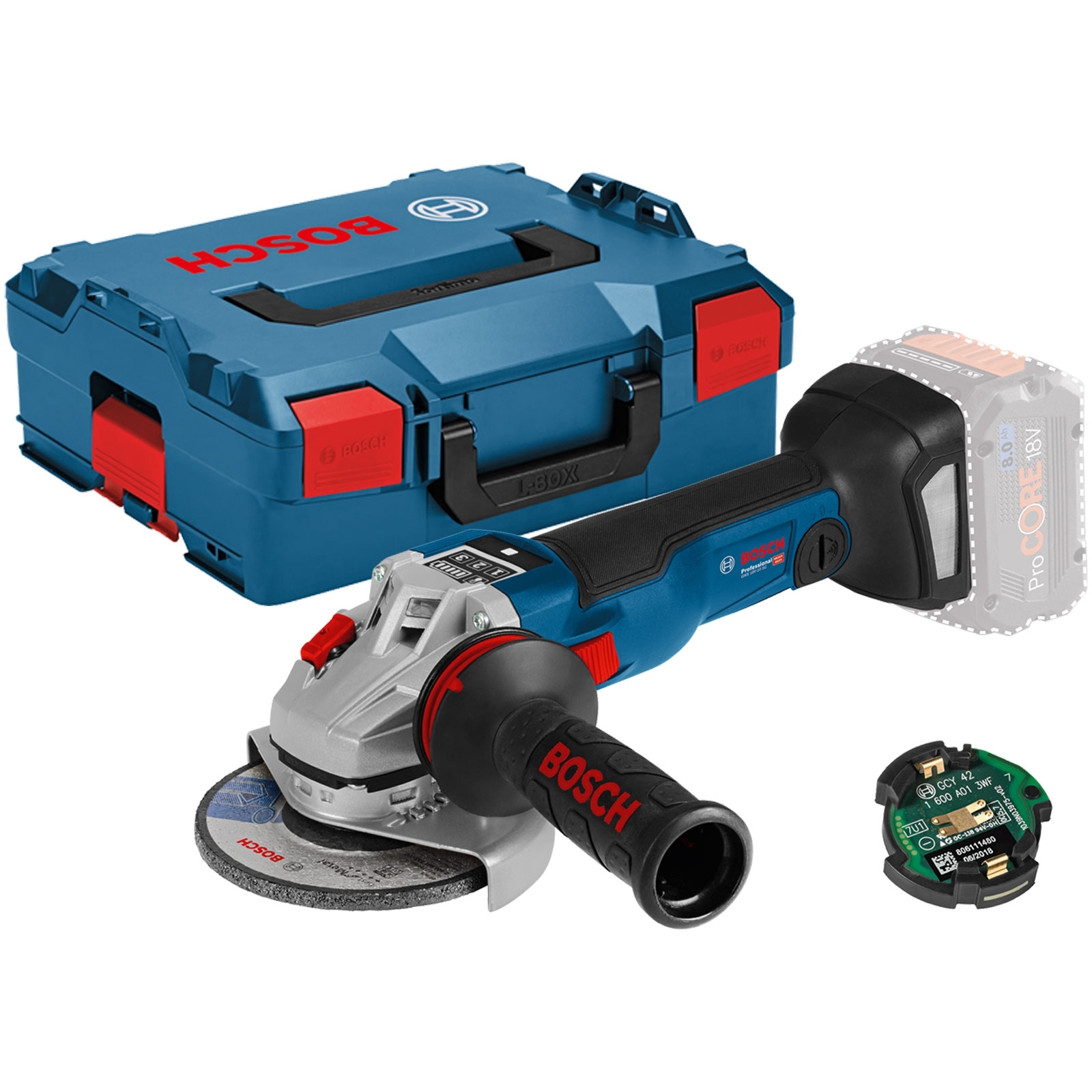 Bosch Akku-Winkelschleifer GWS 18V-10 SC Ø 150 mm Clic&Go Solo in L-Boxx - 06019G350B