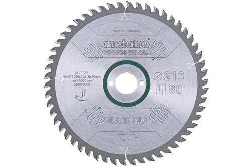 Kreissägeblatt multi cut professional HW/CT D216xB2,4x30mm 60Z. Flach-Trapezzahn