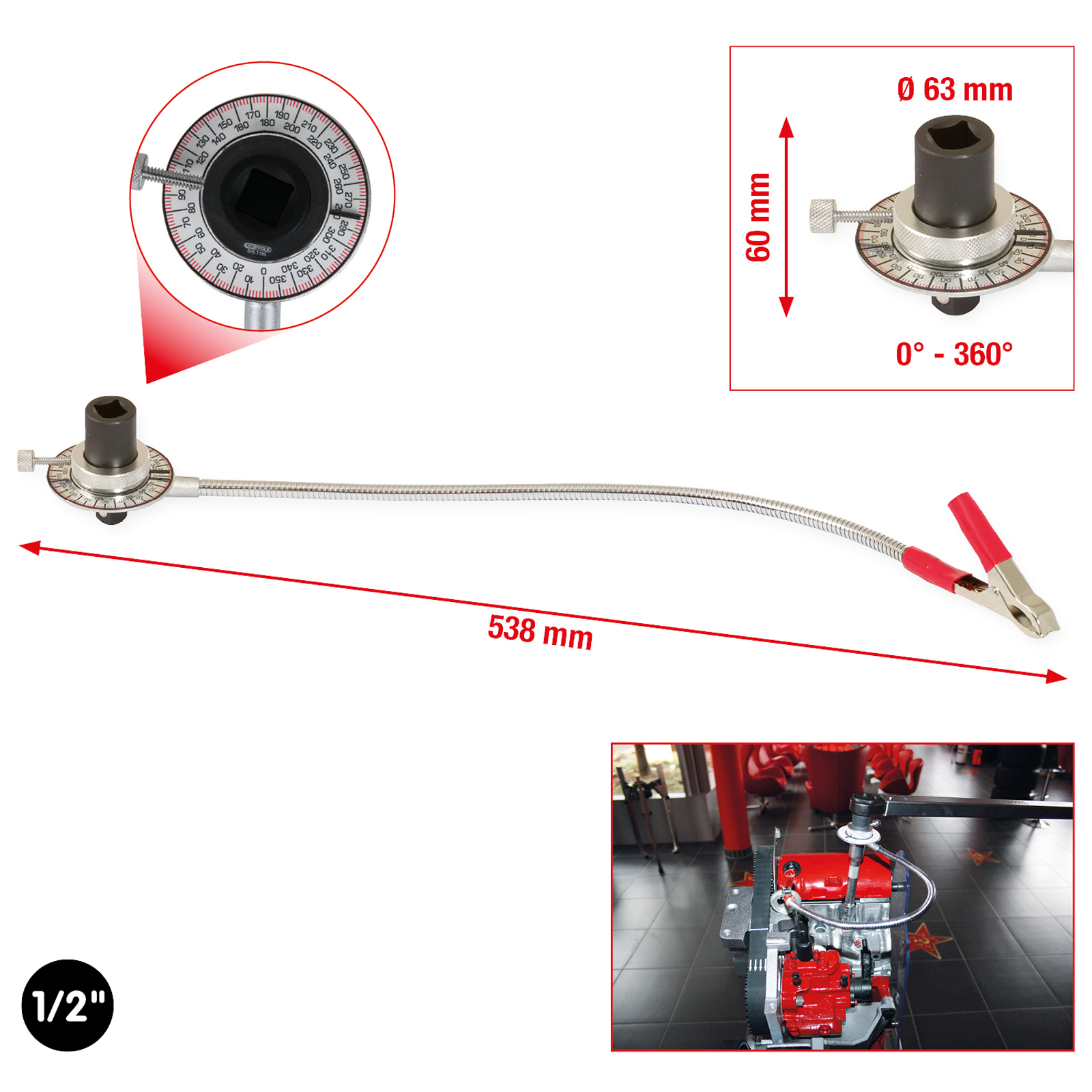 KS TOOLS 1/2" Drehwinkelmessscheibe Kralle - 516.1196