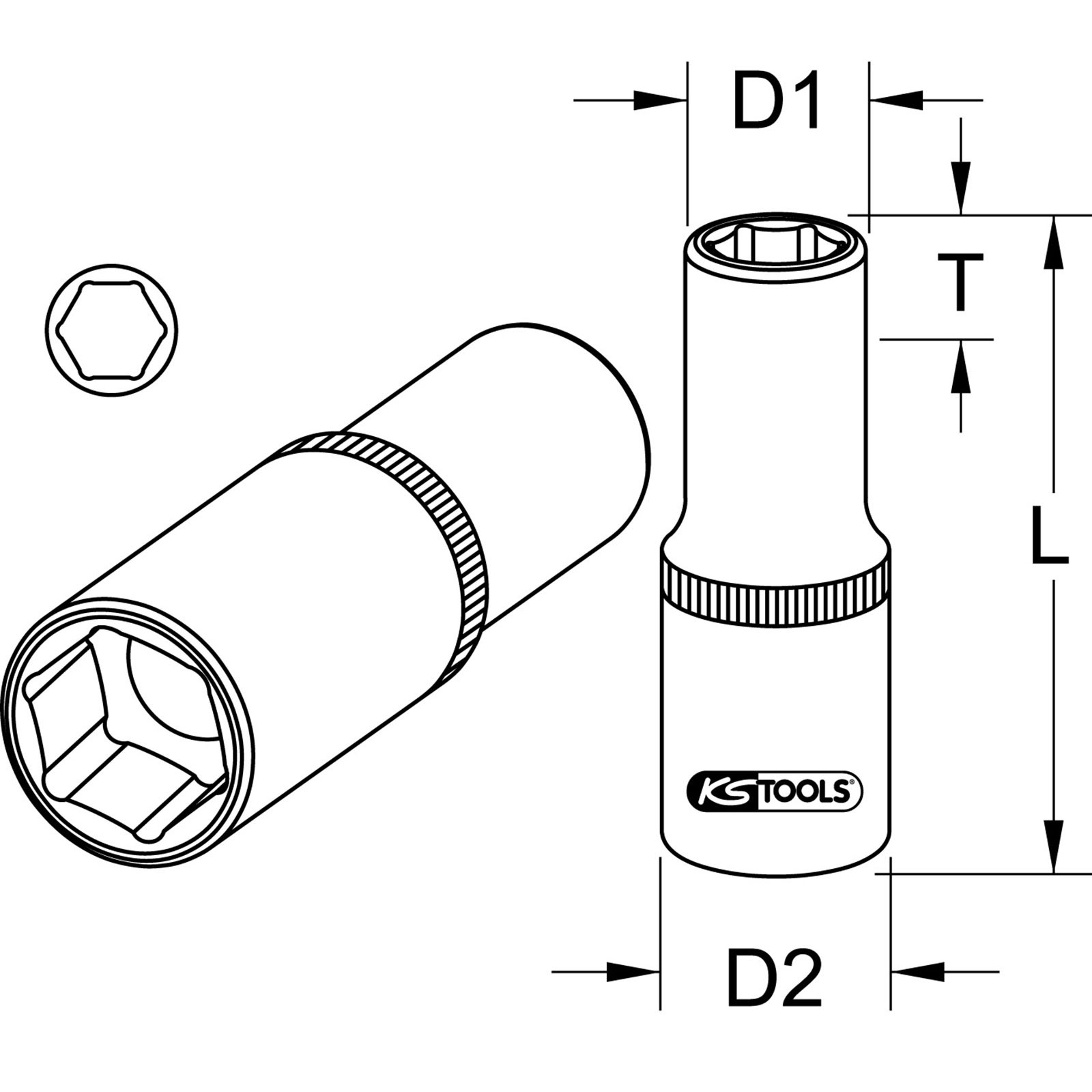 KS TOOLS 1/4" Bit-Adapter-Stecknuss - 911.4337