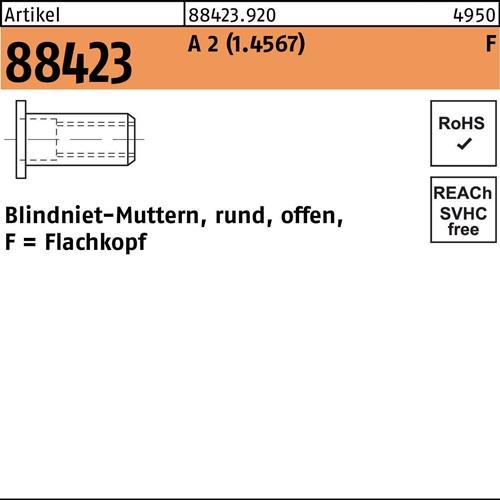 Blindnietmutter R 88423 FLAKO M4 /2,5 -4,0 A 2 500 Stück