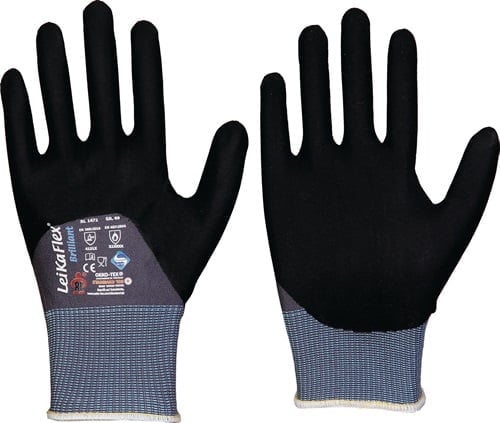 LEIPOLD 12 Paar Handschuhe LeikaFlex Brilliant grau / schwarz PSA II