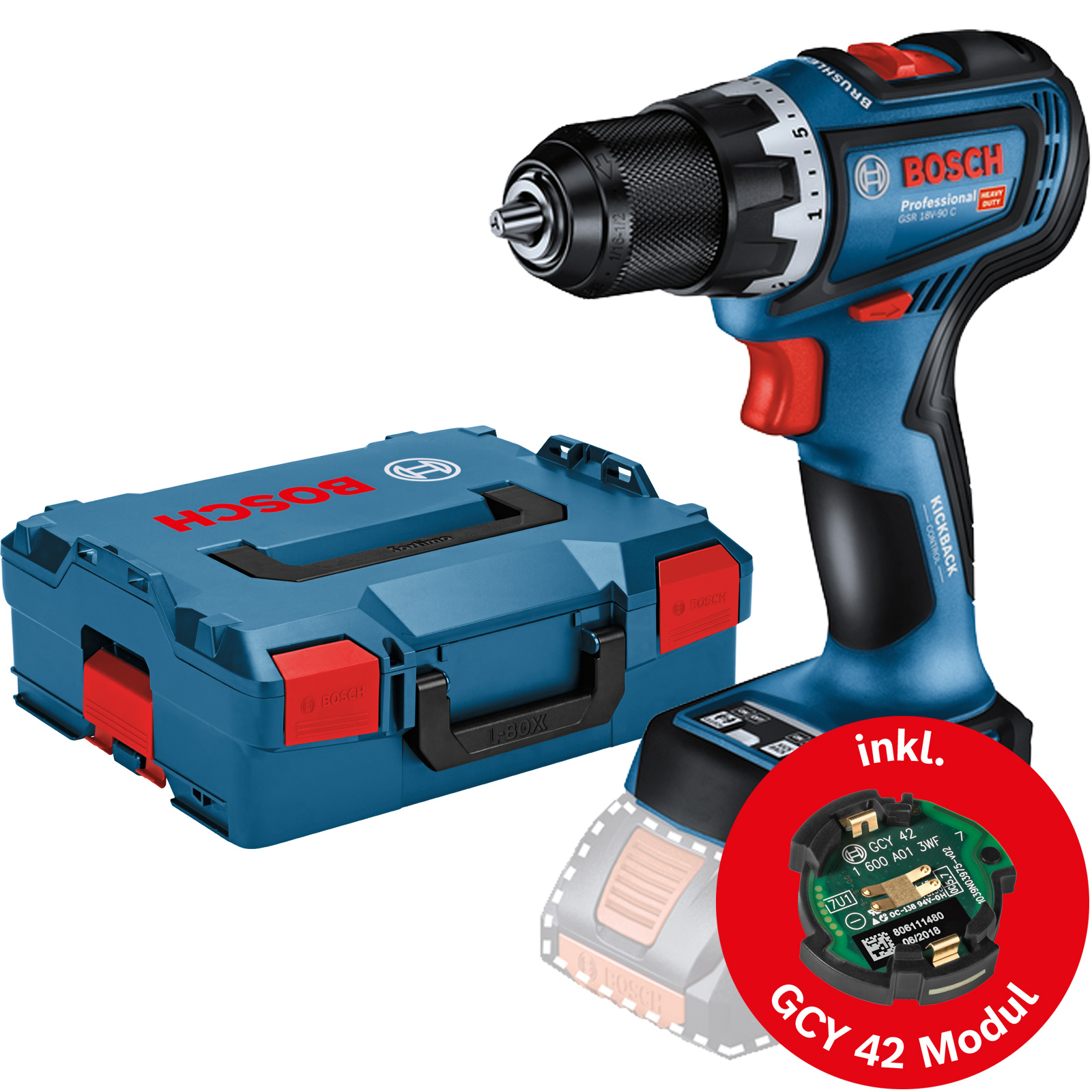 Bosch Akku-Bohrschrauber GSR 18V-90 C Solo in L-Boxx - 06019K6002