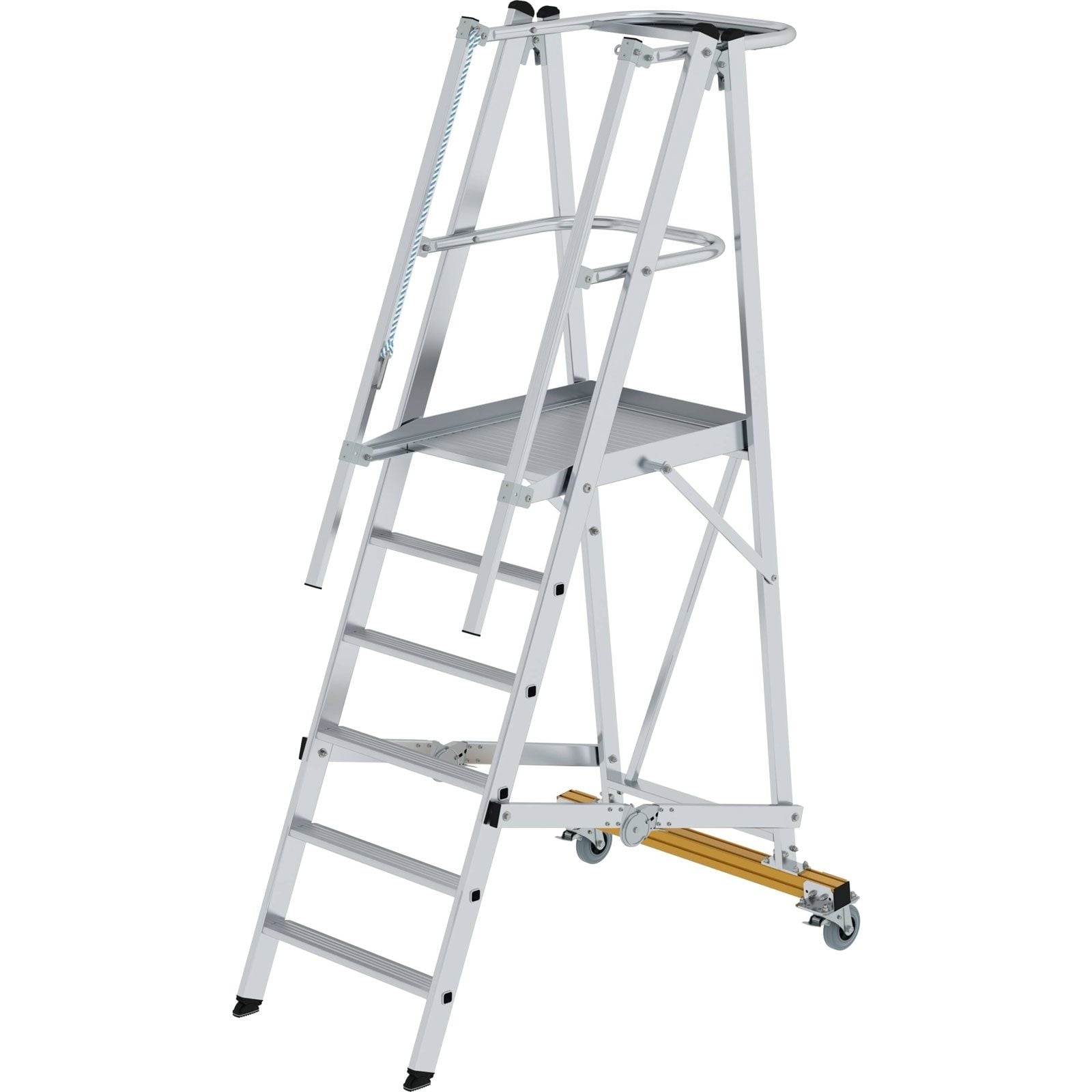 Günzburger Steigtechnik Plattformleiter klappbar und fahrbar 6 Stufen Querrohr B= 1 m - 052306