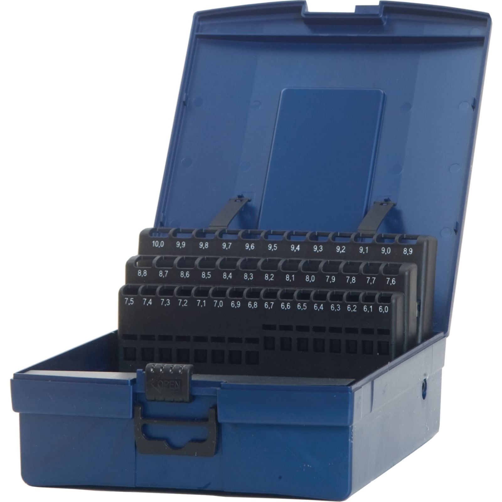 Leerkassette f.Spiralbohrer DIN 338 Abm.6-10mm steig.um 0,1mm 41-tlg.Ku.TECWERK