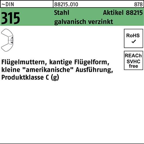 Flügelmutter R 88215 M3 Stahl galv.verz. 500 Stück