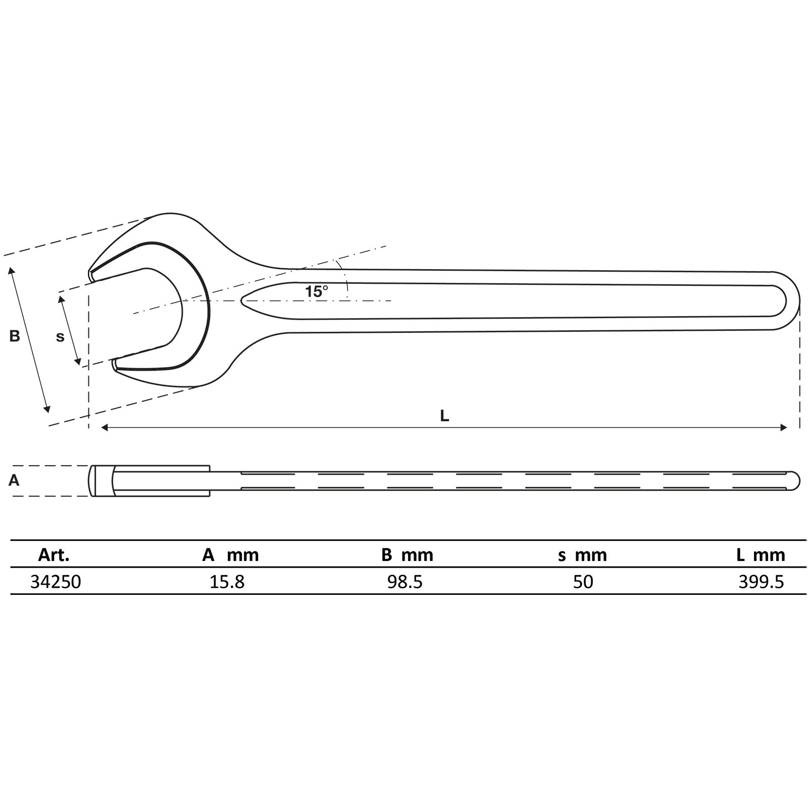 BGS Einmaulschlüssel DIN 894 SW 50 mm - 34250