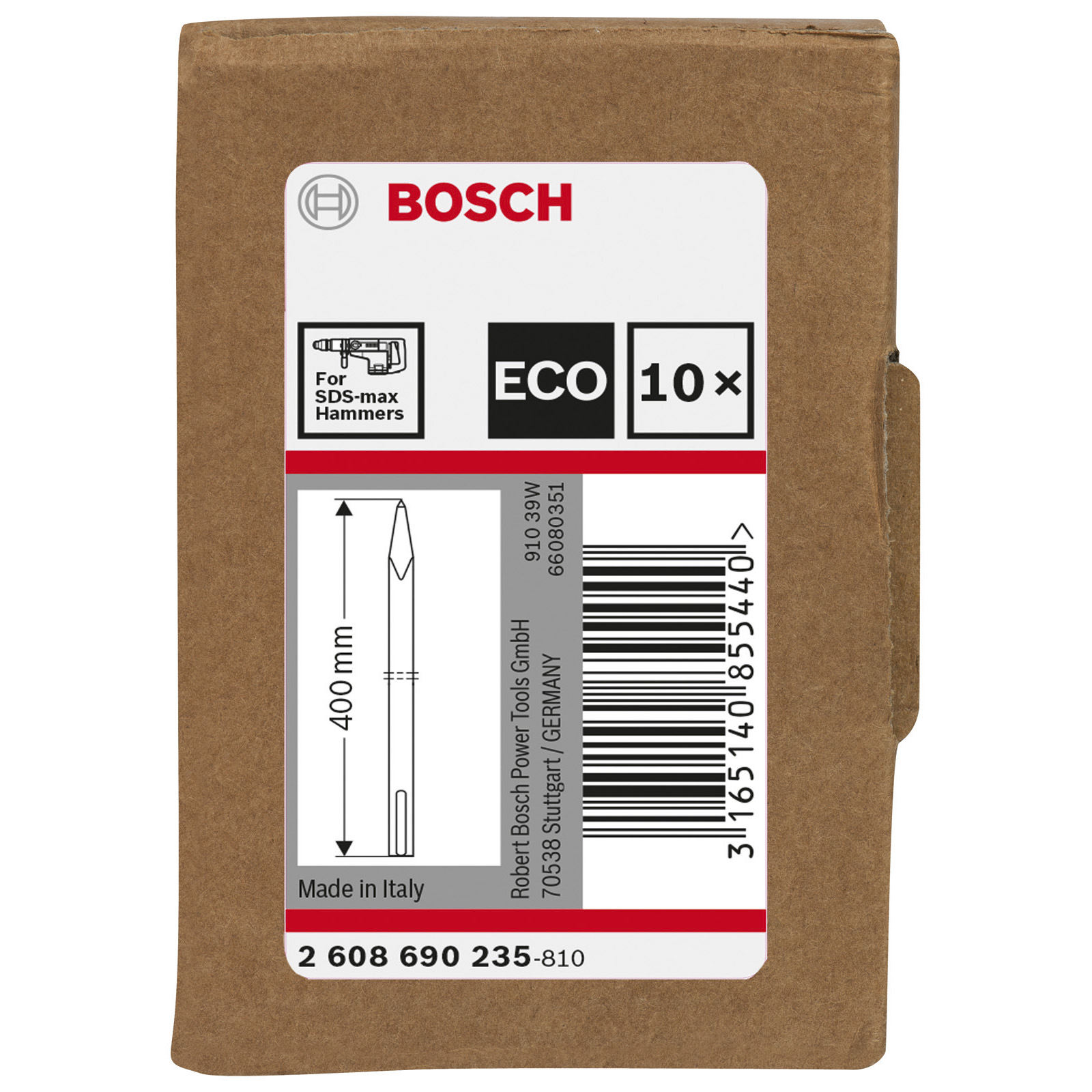 Bosch 10x Spitzmeißel LPP mit SDS-max-Aufnahme 400mm - 2608690235 