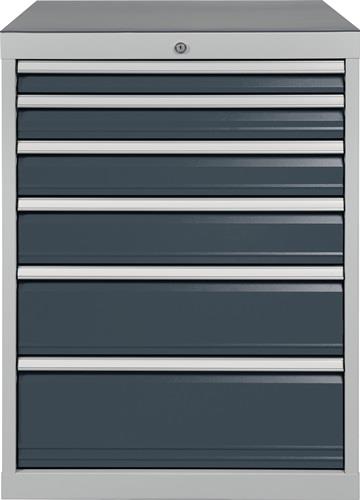 Schubladenschrank H1019xB705xT736mm lichtgrau/grau 6 Schubl.BEDRUNKA+HIRTH