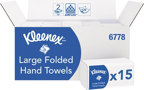 KLEENEX Falttuch 6778 2-lagig weiß L320xB215ca.mm 15 Pk.x124 Tü.=1860 Tü. - 6778