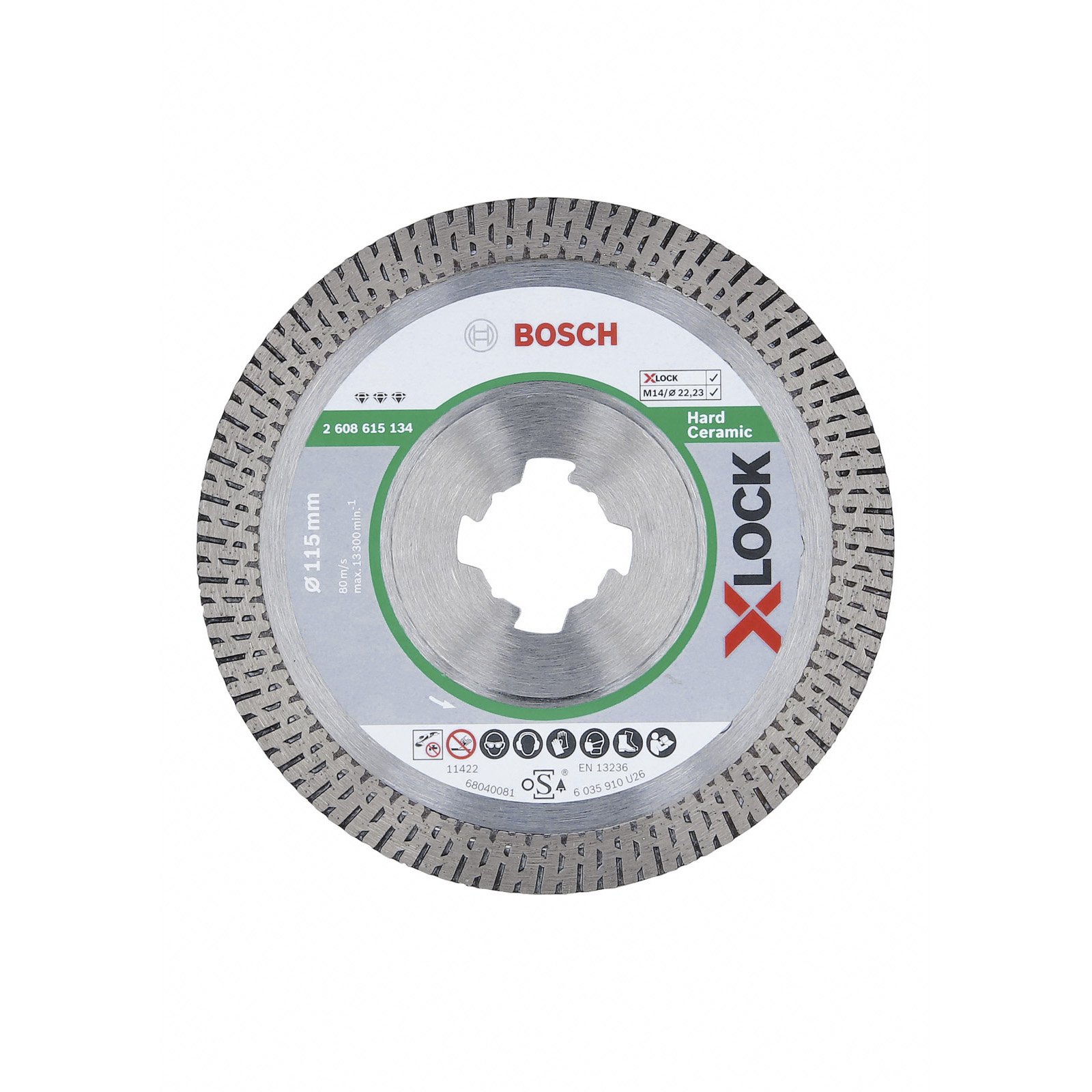 Bosch X-LOCK Diamanttrennscheibe Best for Hard Ceramic 115 x 22,23 x 1,4 x 10 mm - 2608615134