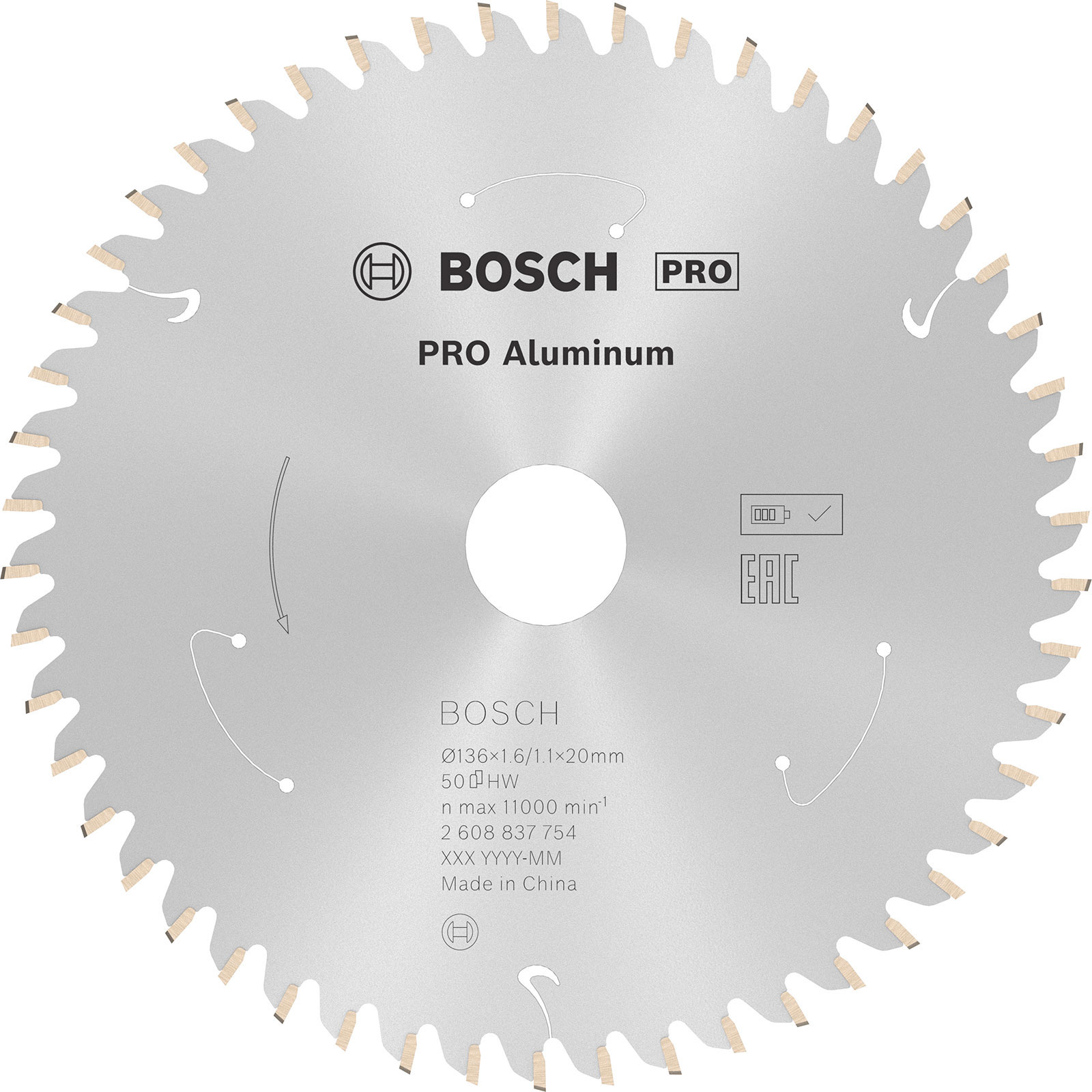 Bosch PRO Aluminium cordless Blatt für Kreissägen 136 x 1,6 x 20 mm - 2608837754