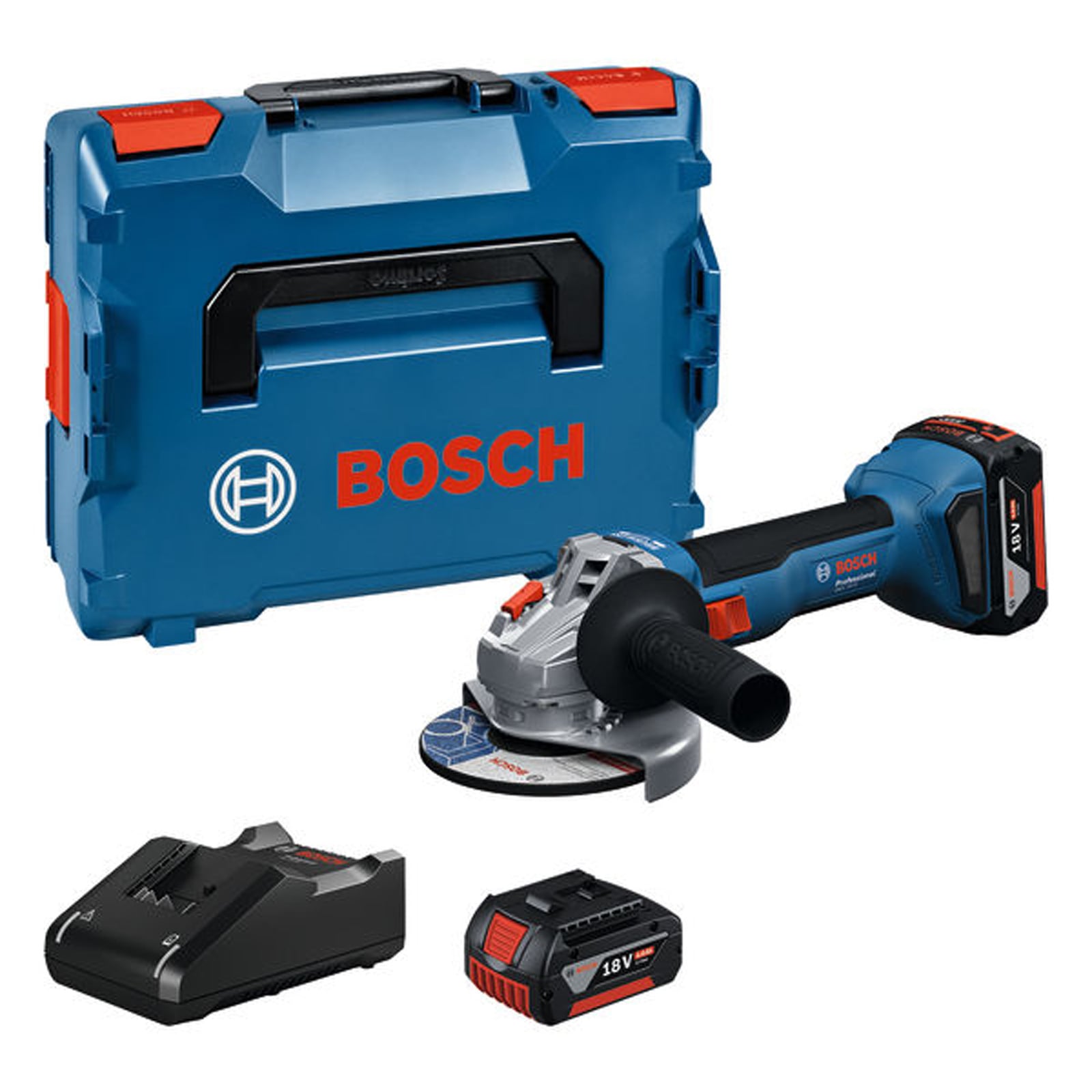 Bosch Akku-Winkelschleifer GWS 18V-8 2x Akku GBA 18V 5,0Ah L-BOXX 136 - 06019N9003