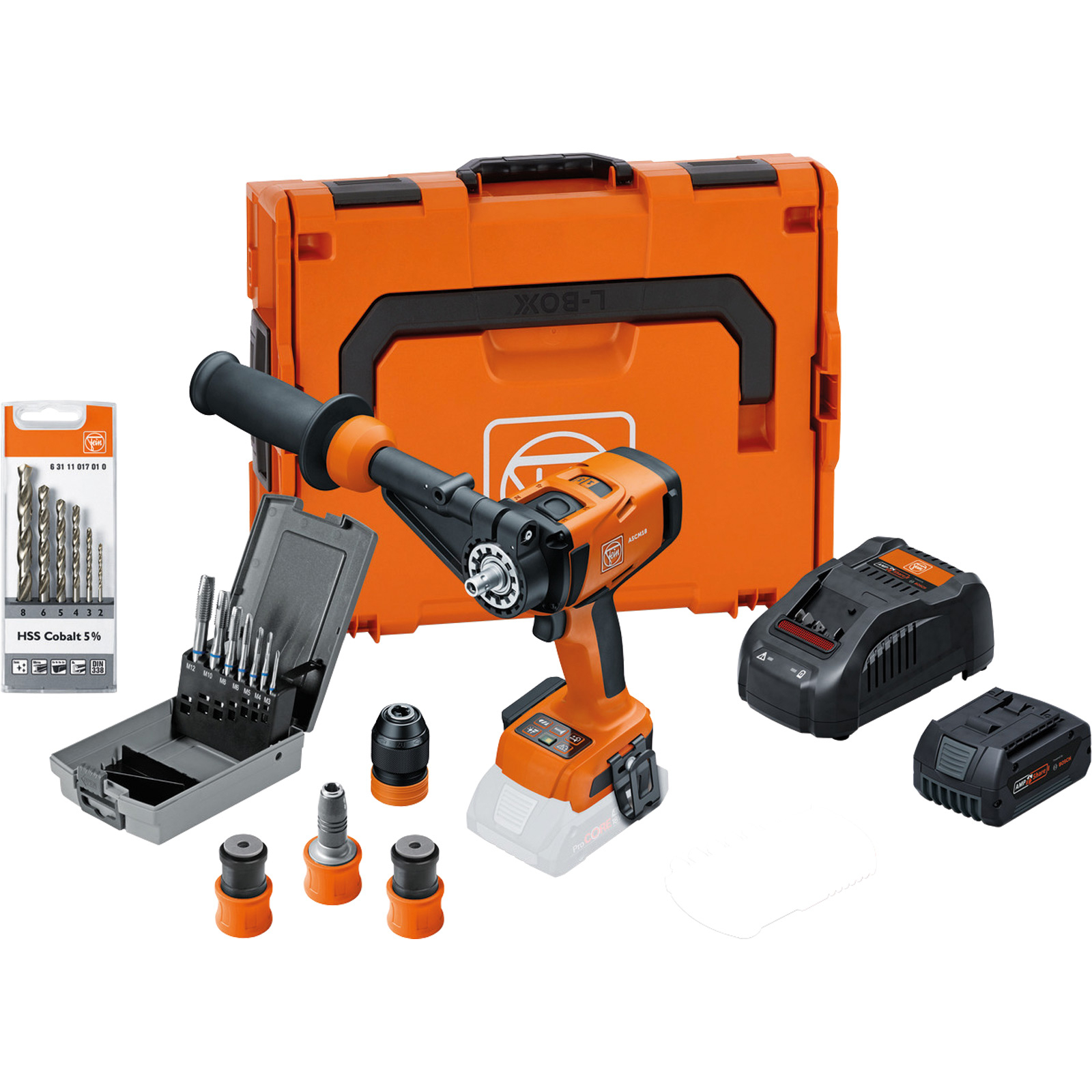 Fein 4-Gang Akku-Bohrschrauber ASCM 18-4 QM AS Metal Advanced Top Set 18 V / 1x 5,0 Ah Akku + Ladegerät inkl. Zubehör in L-Boxx - 71161563000