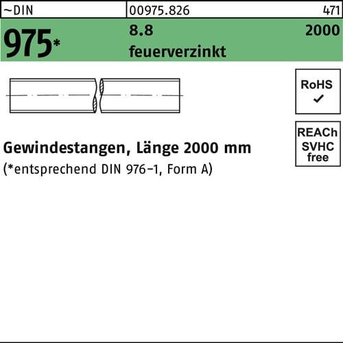 Gewindestange DIN 975 M36x 2000mm 8.8 feuerverz. 1 Stück