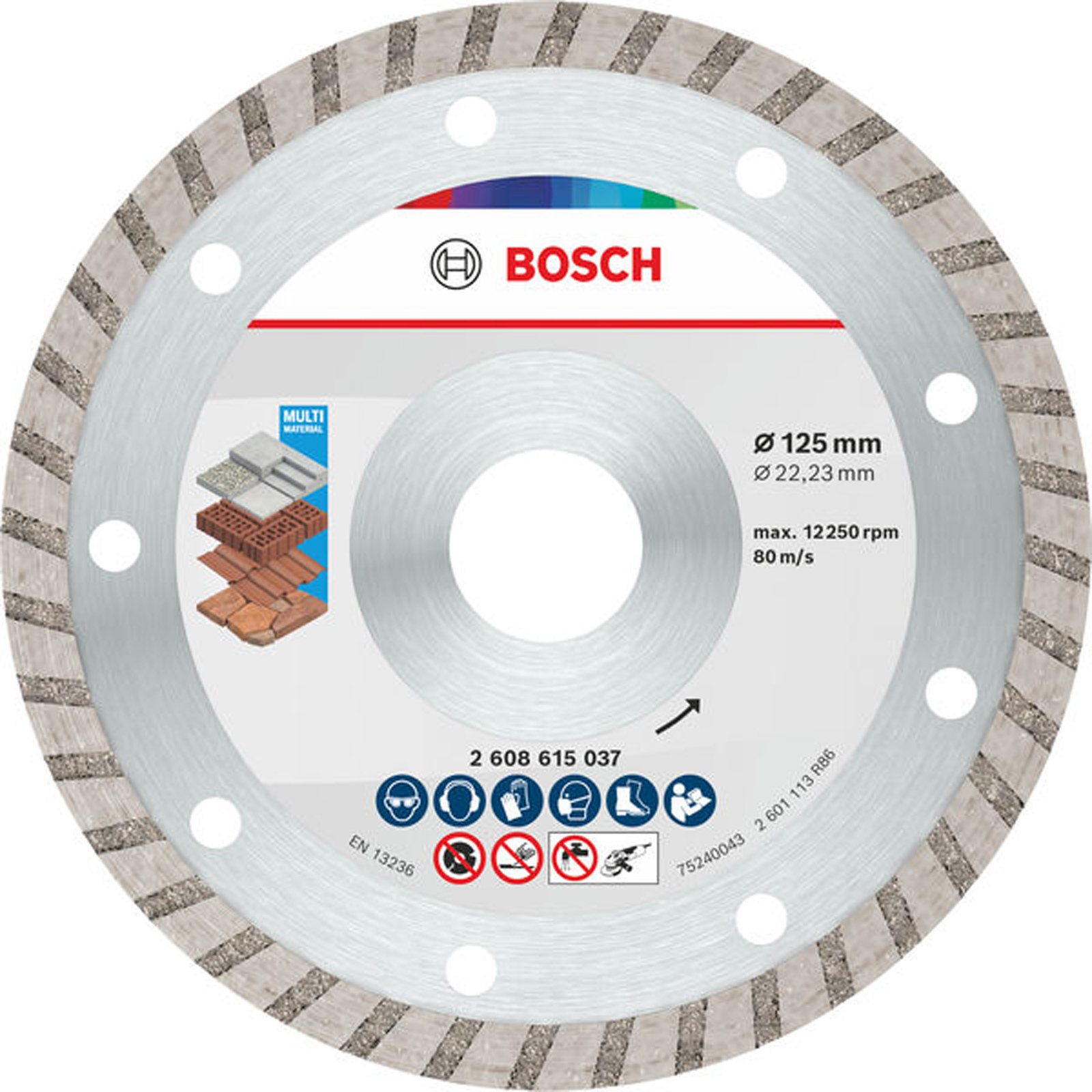 Bosch Multi Material Turbo Diamond Trennscheibe, 125 x 22.23 x 7 mm 10 Stk. - 2608615046
