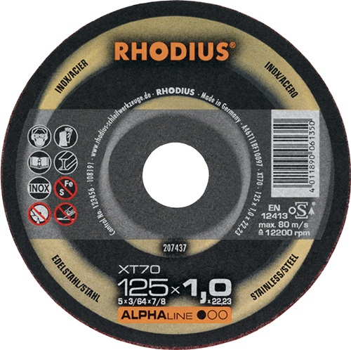 RHODIUS Trennscheibe XT70 Ø 125 x 1 mm INOX 22,23mm - 207437