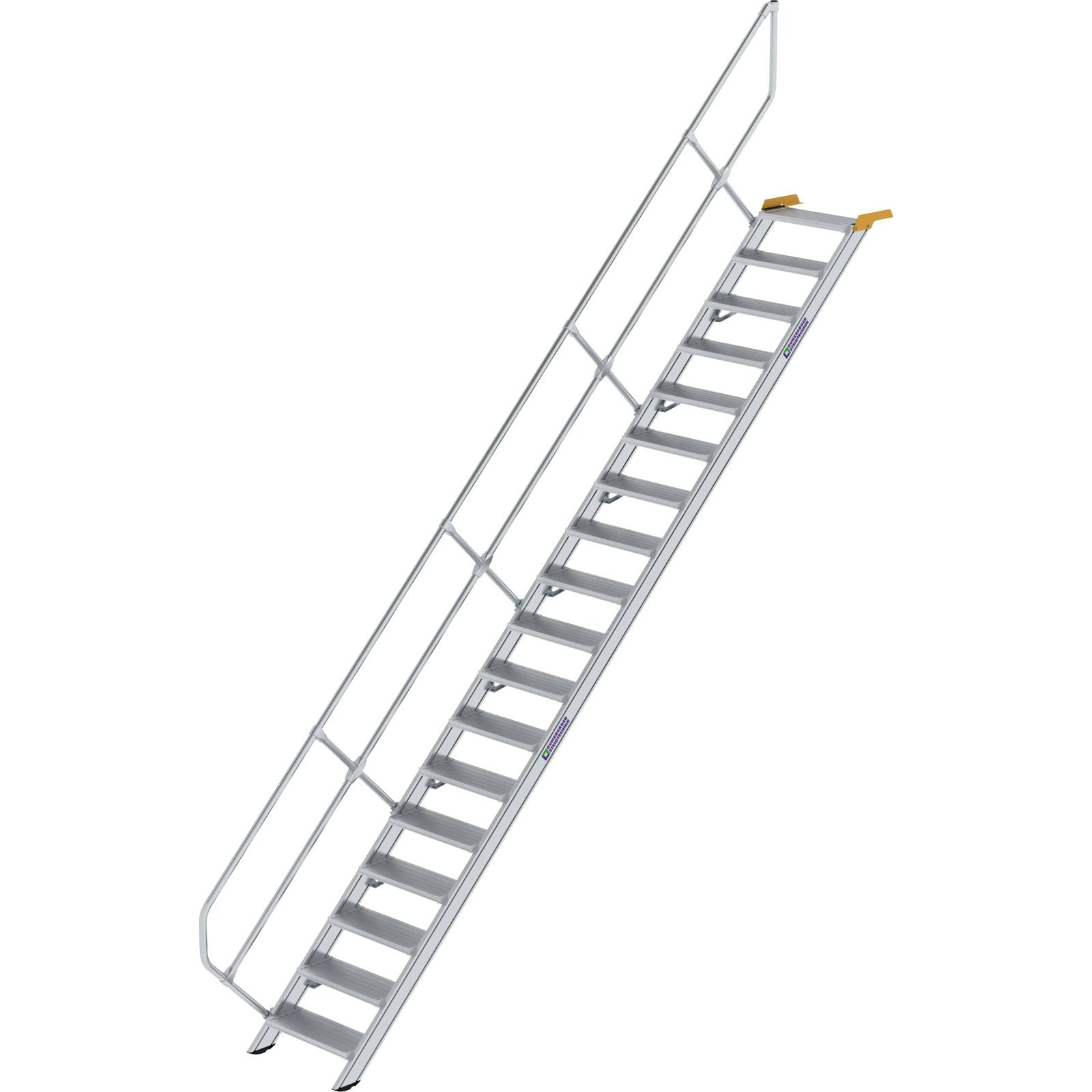 Günzburger Steigtechnik Treppe 45° Stufenbreite 600 mm 18 Stufen Aluminium geriffelt - 600258