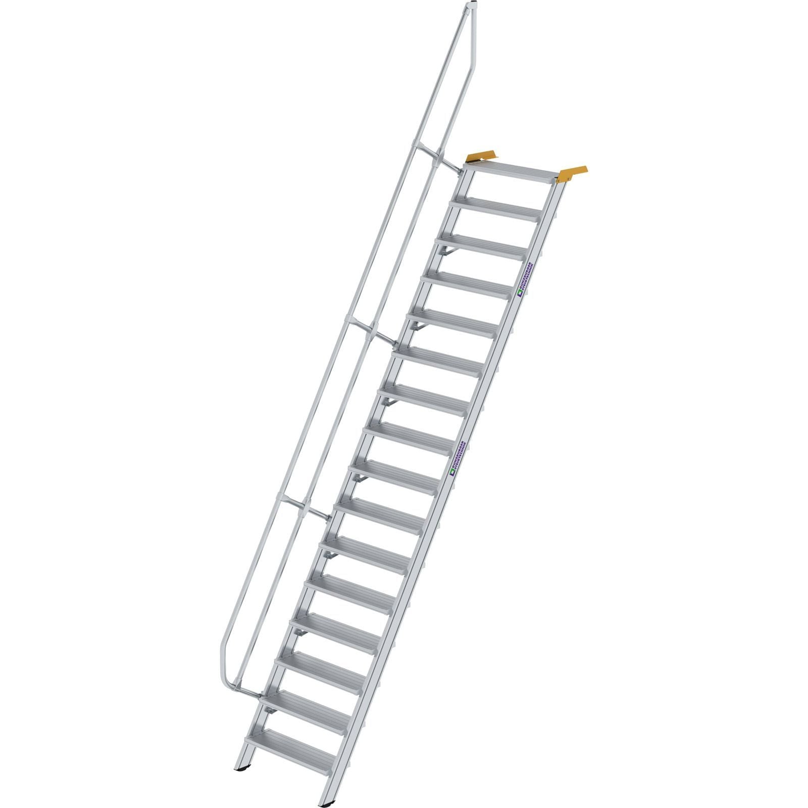 Günzburger Steigtechnik Treppe 60° Stufenbreite 800 mm 16 Stufen Aluminium geriffelt - 600236