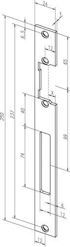 ASSA ABLOY Flachschließbl.690 VA ma ktg.B.24xL.250mm DIN L/R - -69036