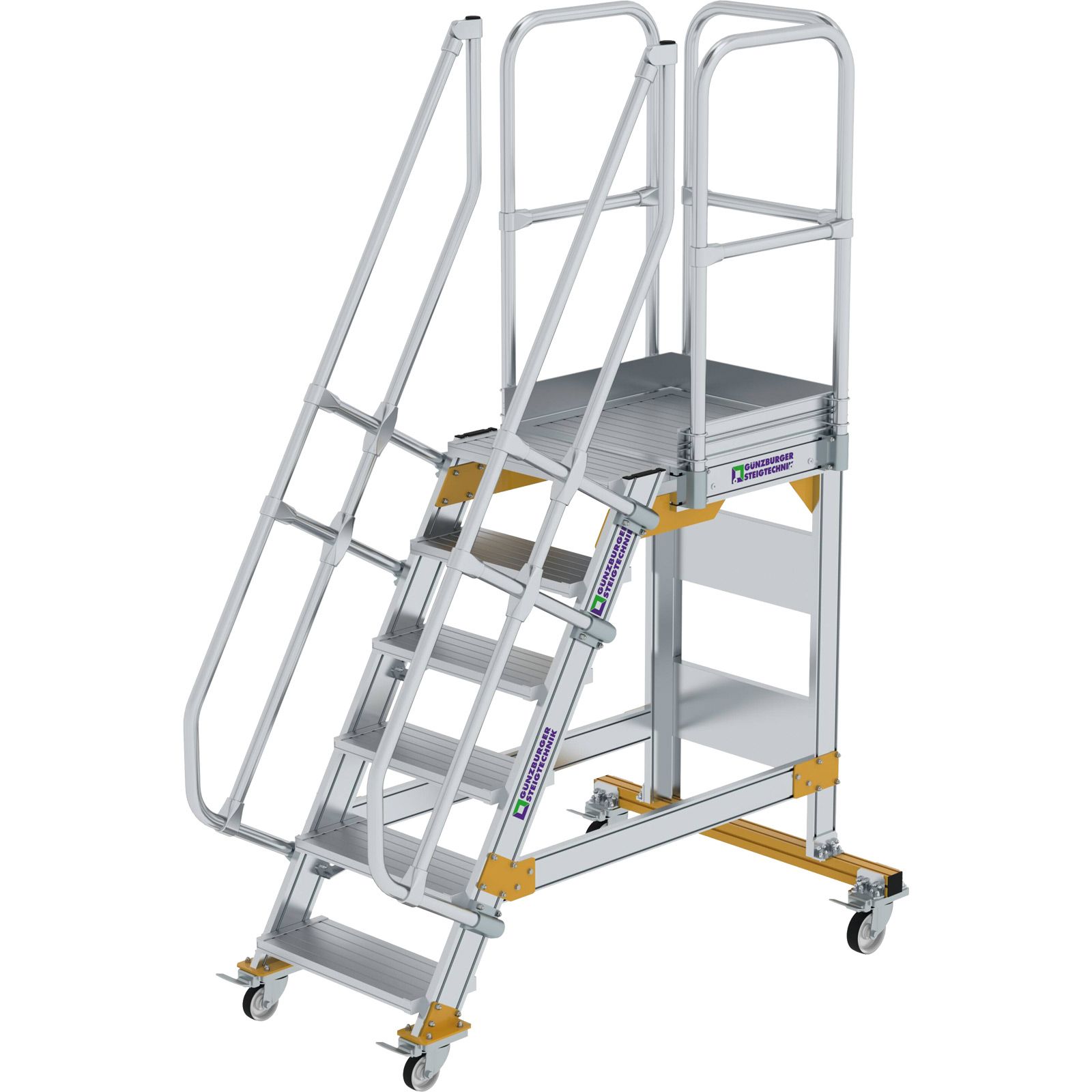 Günzburger Steigtechnik Plattformtreppe 60° fahrbar Stufenbreite 0,6 m 6 Stufen - 600706
