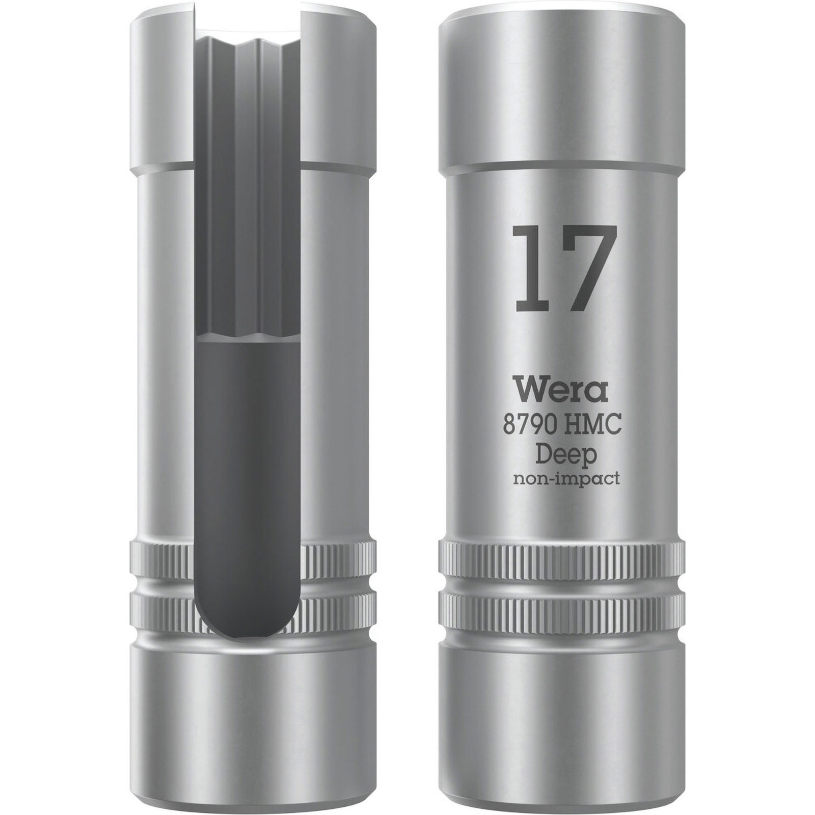 Wera 8790 HMC Deep Steckschlüsseleinsatz mit Ausschnitt am Schaft, mit 1/2"-Antrieb - 05138007001