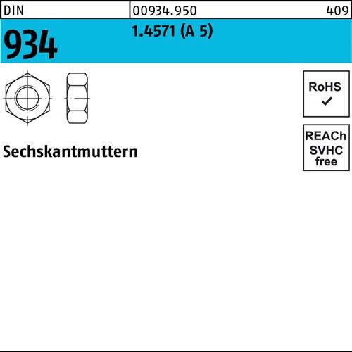 Sechskantmutter DIN 934 M8 A 5 100 Stück