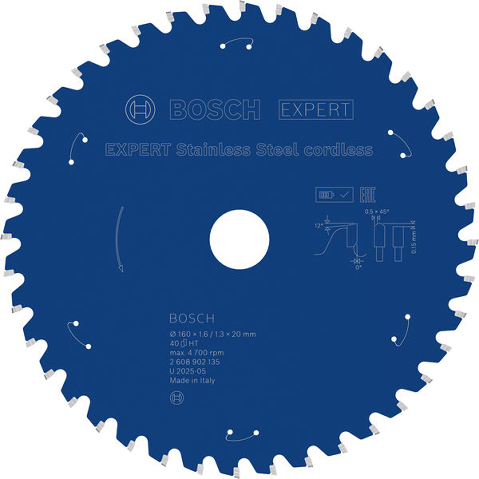 Bosch EXPERT Stainless Steel Kreissägeblatt 160x20 mm Z40 - 2608902135