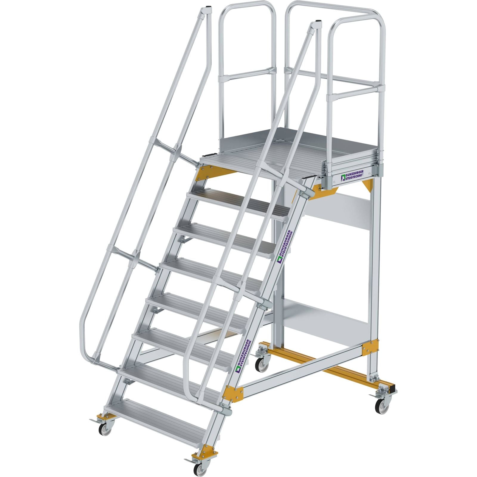 Günzburger Steigtechnik Plattformtreppe 60° fahrbar Stufenbreite 1 m 8 Stufen - 600748