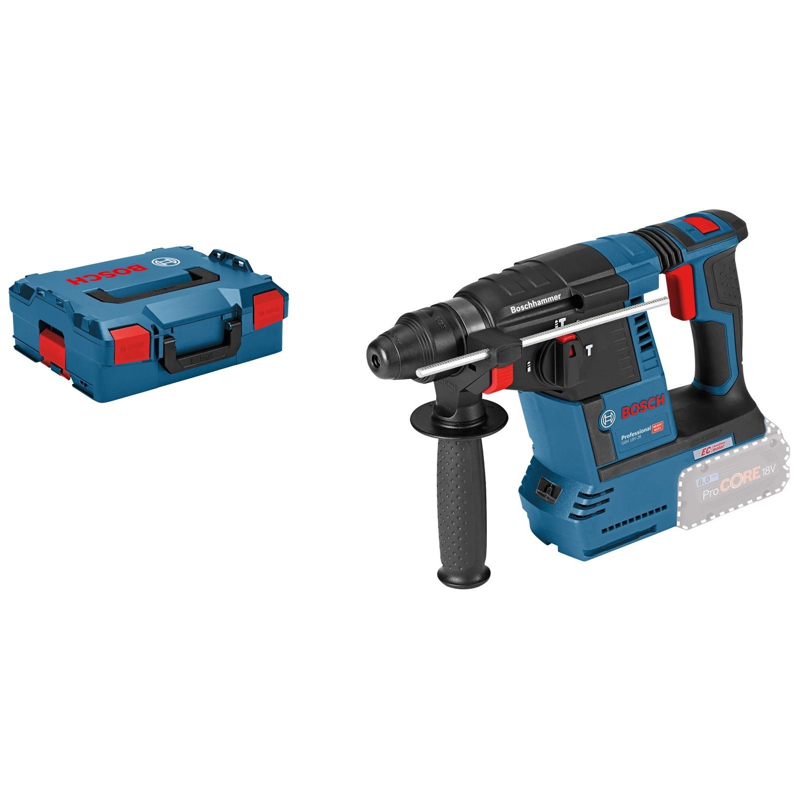 Bosch Akku-Bohrhammer GBH 18V-26 mit SDS plus 18 V Solo in L-Boxx - 0611909001