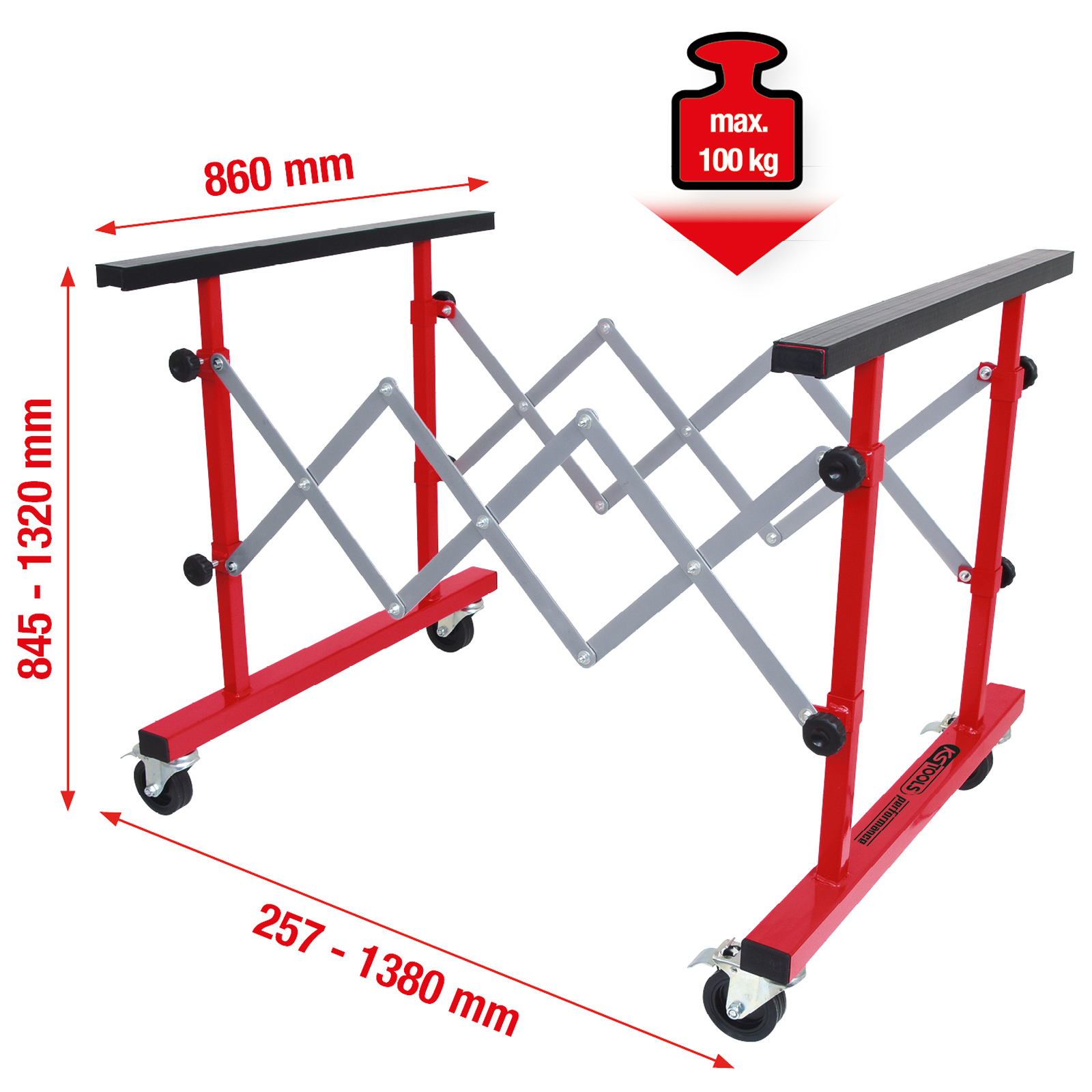 KS TOOLS Universal Teleskop-Mehrzweckwagen 257-1380 mm - 500.8100