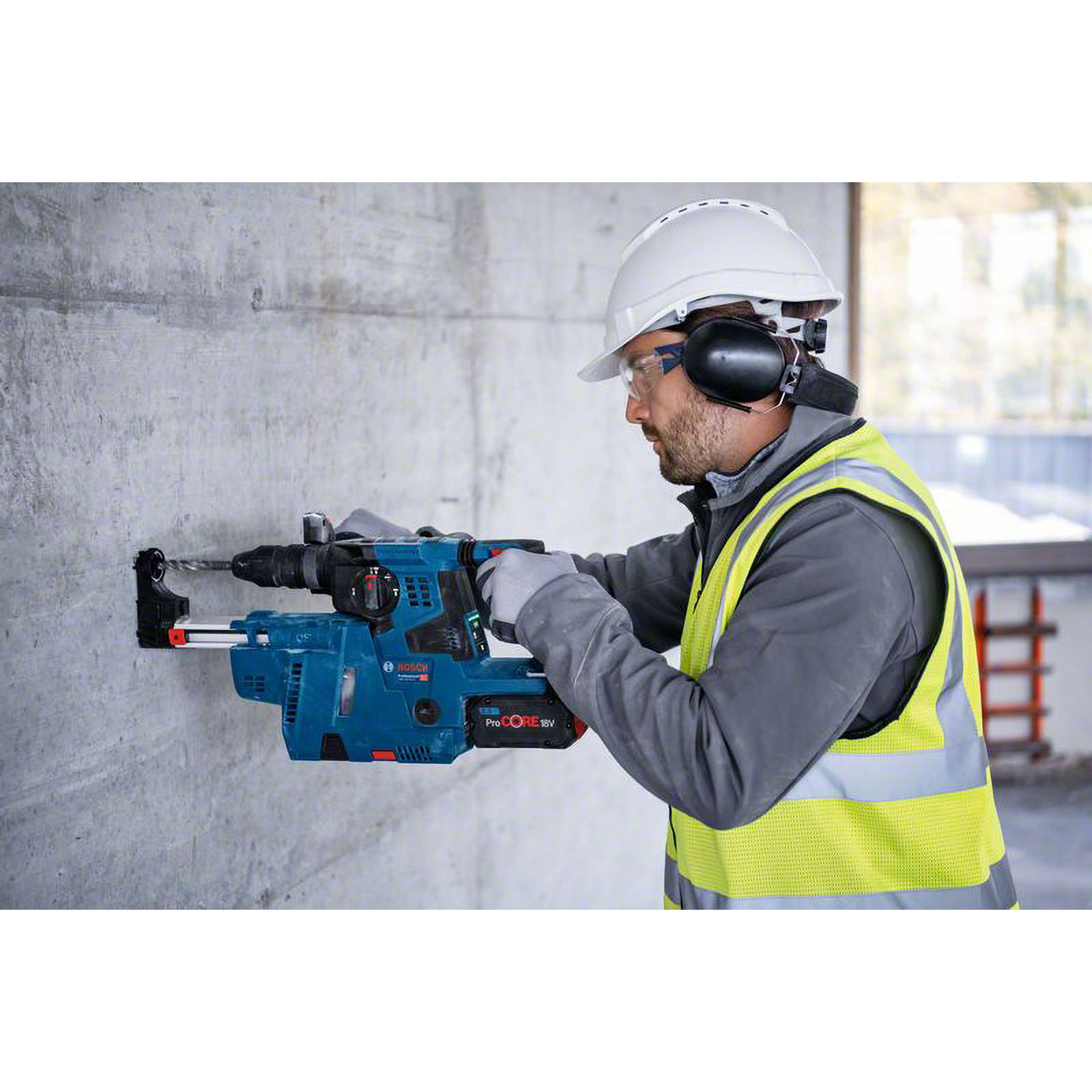 Bosch Akku-Bohrhammer GBH 18V-28 CF + GDE mit SDS plus Solo inkl. Staubabsaugung in L-Boxx - 0611921004