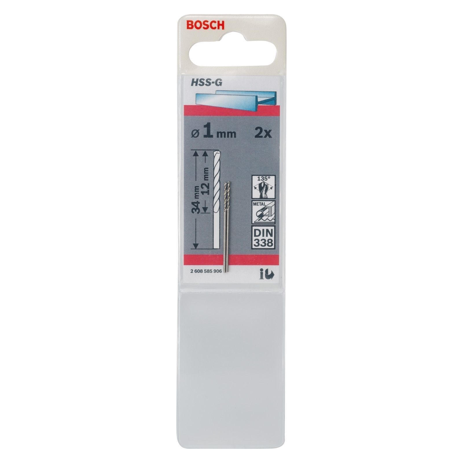 Bosch 2x Metallbohrer HSS-G DIN 338 1 x 12 x 34 mm - 2608585906