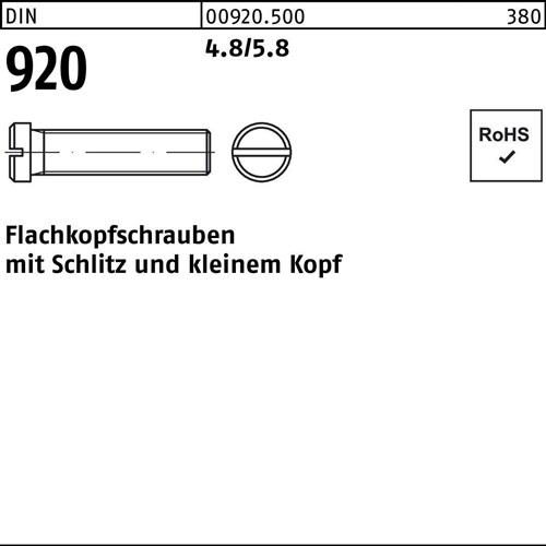 Flachkopfschraube DIN 920 Schlitz M3x 4 4.8/5.8 100 Stück
