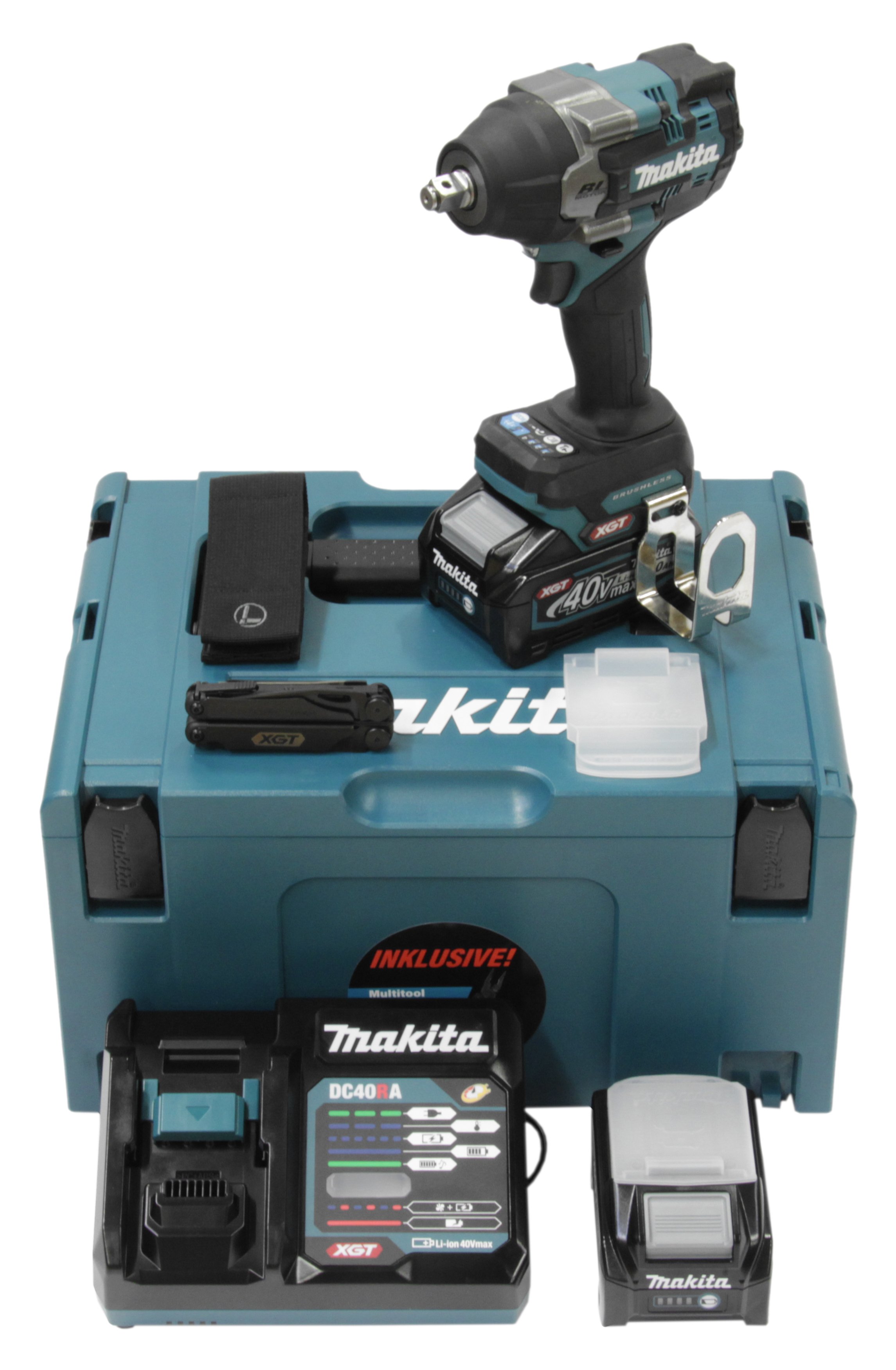 Makita TW007GM206 Akku-Bohrschrauber 40V max. / 2x 2,5 Ah Akku + Schnellladegerät im MAKPAC + Side-Kick