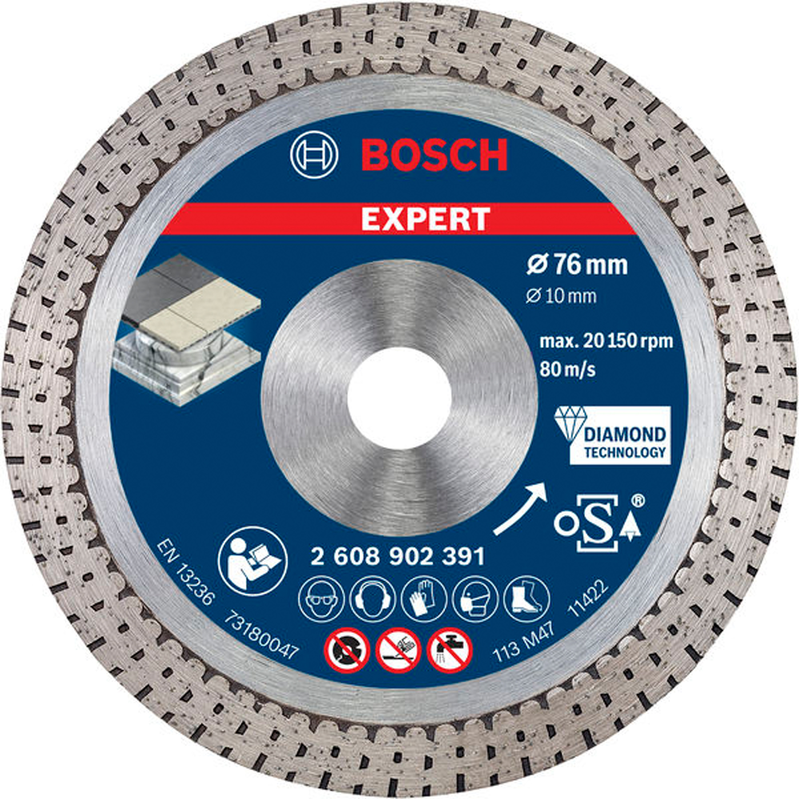Bosch EXPERT Hard Ceramic  76 mm Diamant-Trennscheibe 76 x 1,5 x 10 mm - 2608902391