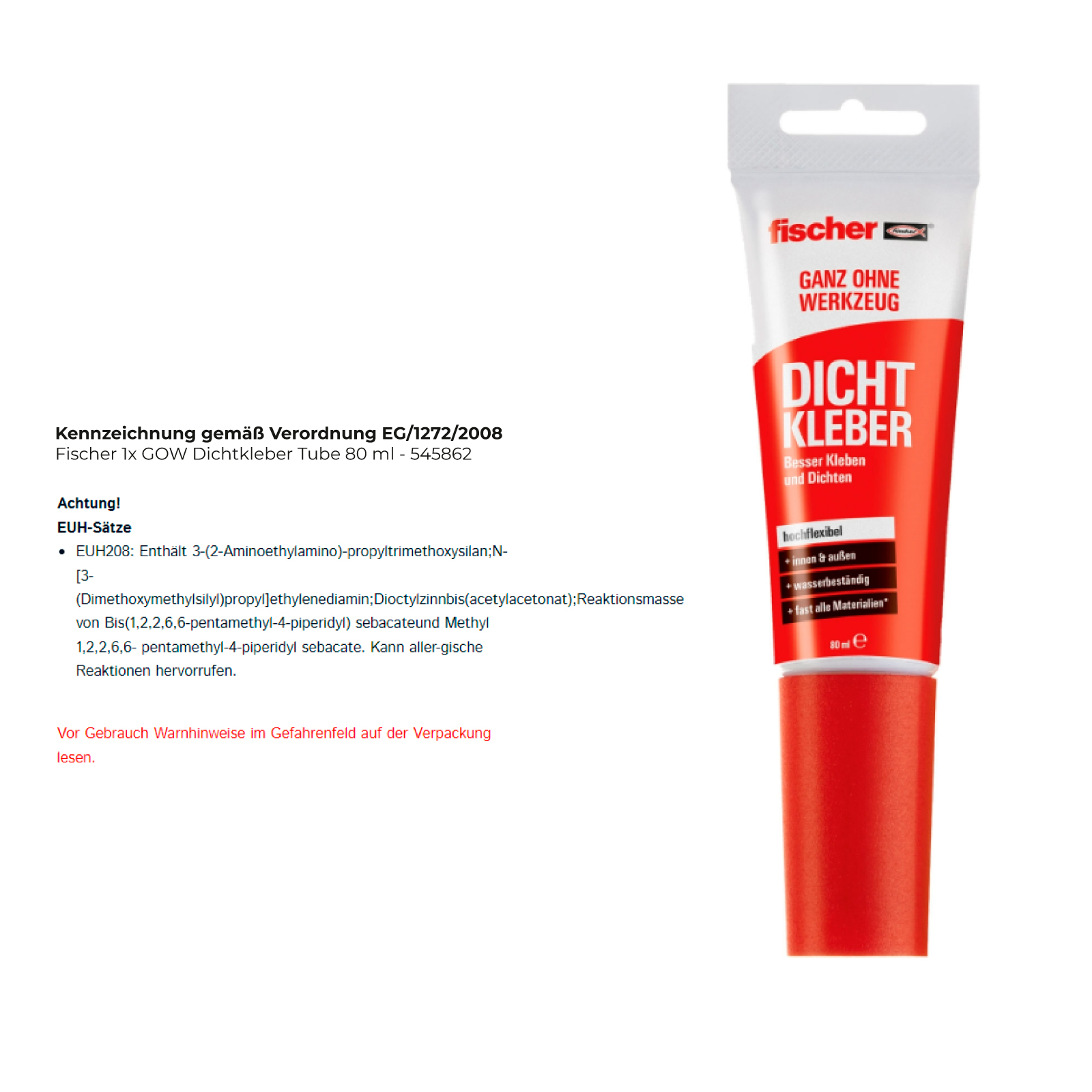 Fischer 1x GOW Dichtkleber Tube 80 ml - 545862