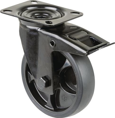 Lenkrolle D.125mm Trgf.120kg m.Festst.Gum.104x80mm schwarz BS ROLLEN