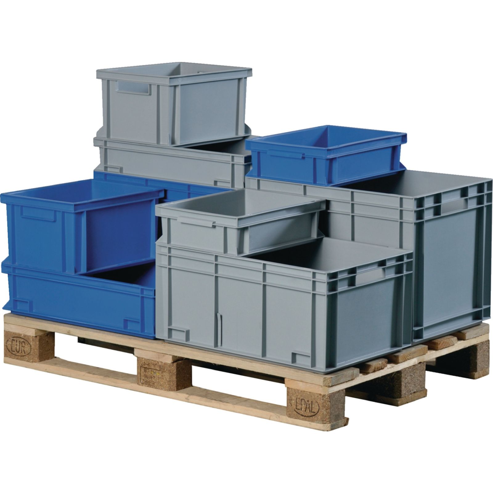 Transportbehälter L300xB200xH120mm grau PP Muschelgr.Seitenwände geschl.TECWERK