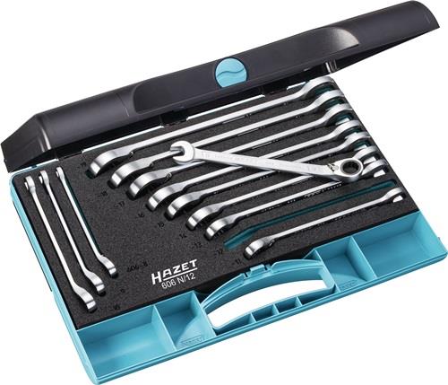 Hazet Knarrenringmaulschlüsselsatz 606N/12 12-tlg.SW 8-19mm abgew - 606N/12