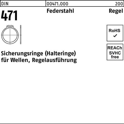 Sicherungsring DIN 471 97x 3 Federstahl Regelausf. 50 Stück